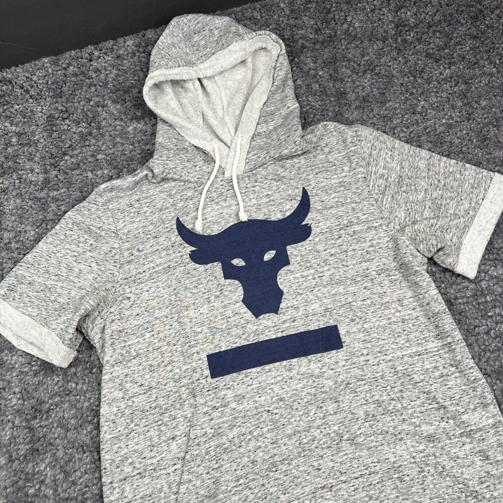 Under Armour Short Sleeve Hoodie Men Small Project Rock Charged Fitted Terry GUC